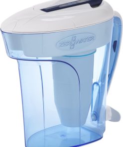 ZeroWater Carafe filtrante d'eau en 5 étapes 2,8L, certifiée NSF pour la réduction des particules de plomb, les métaux lourds et les SPFO/APFO, Blanc et Bleu
