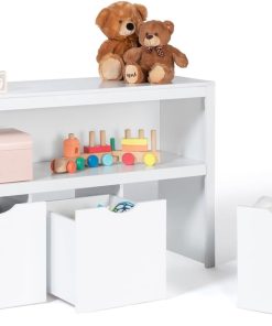 IDMarket - Meuble de Rangement Enfant Mana en Bois Blanc 3 tiroirs Cubes sur roulettes