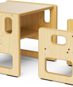 Ensemble Table et Chaise Montessori,Table et chaises d'activités pour Enfants avec clôture pour Lire, Jouer, goûter, Meubles Montessori pour Enfants de 1 à 3 Ans