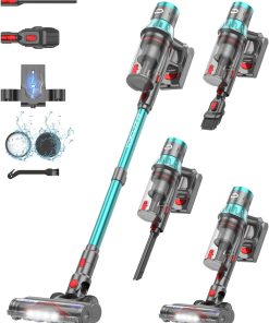 YU7 Aspirateur Balai sans Fil 580W/47Kpa/70Min, Aspirateur sans Fil Puissant avec Écran Tactile LED et Support de Charge Murale, Brosse Anti-Emmêlement pour Tapis, Sols Durs et Poils d'animaux