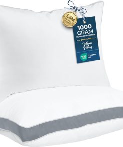 Utopia Bedding Lot de 2 oreillers à Soufflets de qualité supérieure - Dormeurs sur Le côté et Le Dos - Soufflet Gris - Queen - 45,7 x 66 cm (UB760-2)