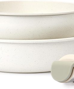 GiPP Lot de poêles avec poignée amovible, 20/26 cm, revêtement anti-adhésif, sans PFOS/PFOA, nettoyage facile, compatibles avec tous les types de plaques de cuisson