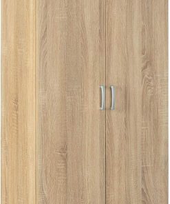 Inter Link - Armoire multi-usages - Armoire à dossiers - Armoire multi-usages - 2 portes - 5 tablettes incluses - Revêtement mélaminé - Chêne Sonoma - 70 x 34 x 189 cm - Gallo