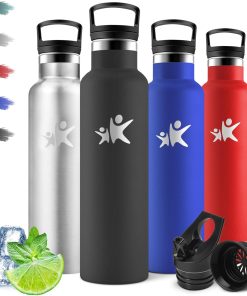 Motswedi Gourde Isotherme 750 ml, Froid&Chaud, sans BPA, Gourde Paille, 18/8 Acier Inoxydable, Bouteille d'eau, Réutilisable, Bouteille Isotherme, Thermos pour Randonnée, Bureau, Outdoor, Sport, Noir