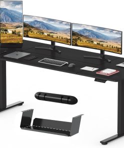 SANODESK Q1 Bureau Assis Debout Électrique 200x80 cm Bureau Debout Réglable en Hauteur, Panneau Clavier Contrôle à Fonctions Mémoires avec Crochet, Noir