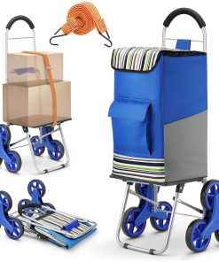 Popolic Chariot De Courses, 2 en 1 Poussette de Marché 75l & Sac de Chargement Super 50kg avec Bonus Cordon élastique, Qui Allège Le Travail pour Escalier -6 sans Bruit Roues Caddie Courses