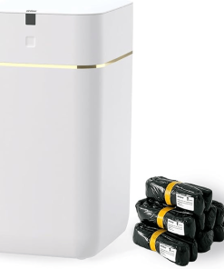 Poubelle automatique Airdeer, poubelle intelligente auto-scellante et auto-remplaçable de 4 gallons (environ 12,7 litres), capteur de mouvement, poubelle sans contact avec couvercle, convient à la cuisine, à la salle de bain et au bureau, 6 anneaux de recharge (A1, fil d'or).
